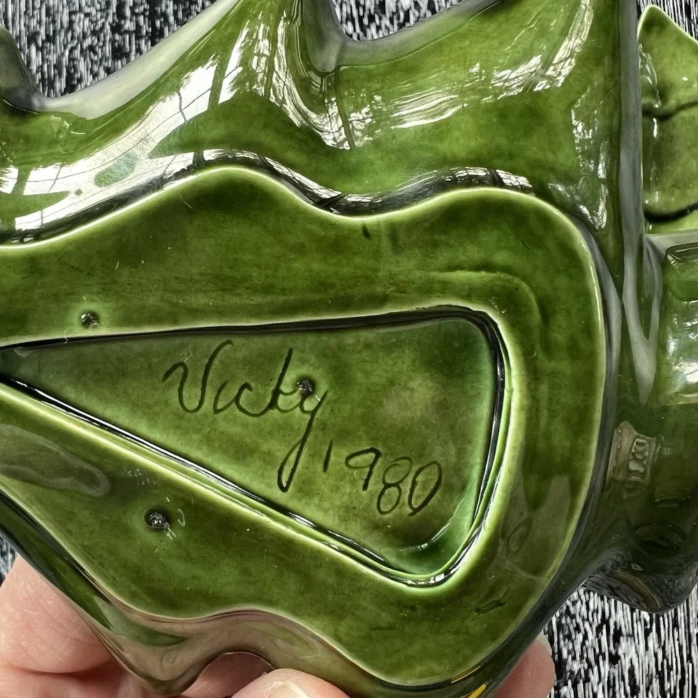 Vintage Stacking Ceramic Green‎ Christmas Tree Dishes Candy Set of 2 Signed